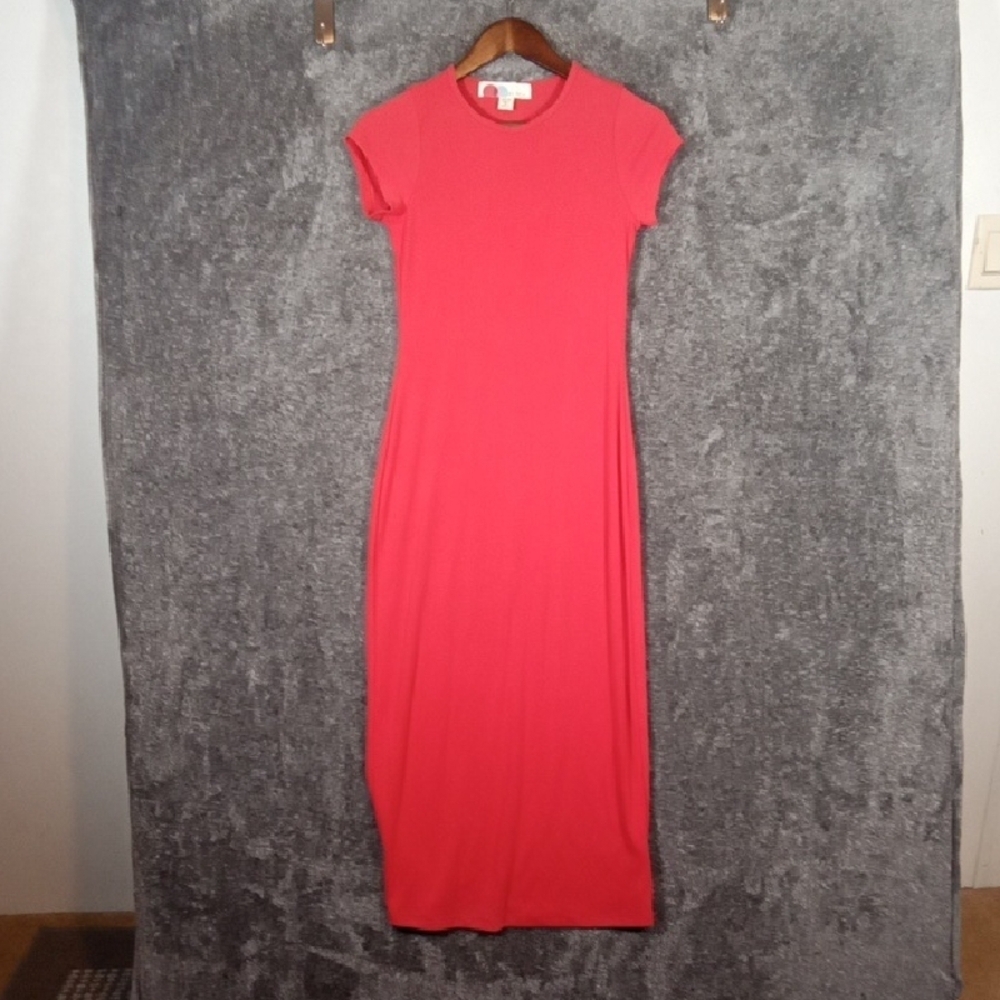 Free People Beach Maxi Red Short Sleeve Straight Dress Vacation Yatch Size Xs/T